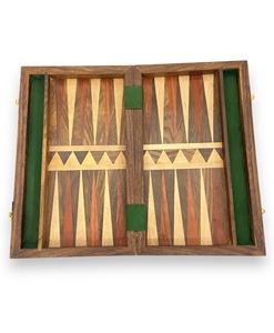 Jeu de backgammon artisanal en bois de 10 pouces, finition naturelle, style pliable, plateau de table pour un jeu de stratégie classique en famille - Product Image 6
