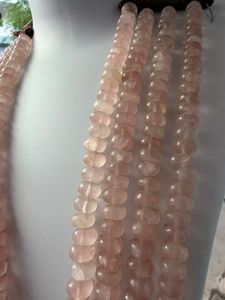 Strand Natural Rose Quartz Smooth Roundel Polished Beads - Product Image 4