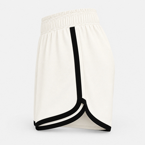 Shorts de course rétro pour femmes, taille élastique, style sportif contrastant, shorts respirants en polyester et élasthanne tricotés - Product Image 3