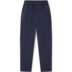 Pantalones de Invierno para Mujer, Color Azul Marino, Tejido, Corte Recto, Cintura Media Elástica, Ajuste Regular, Largos, Formales, de Color Sólido - Product Image 1