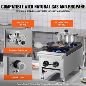 Fornello a Gas Commerciale a 2 Fuochi, per Propano o Gas Naturale, Piano Cottura da Banco in Acciaio Inossidabile - Product Image 3