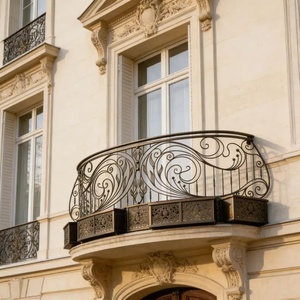 Rampe de balcon en fer forgé traditionnelle KHP, modèle KHP-BRO-02, résistante à la rouille, montage facile, motifs décoratifs pour usage extérieur - Product Image 4