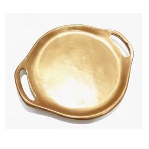 Plateau de service rectangulaire en aluminium doré Art Déco, élégant et très vendu, durable et multifonctionnel pour hôtel et restaurant - Product Image 3