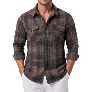 เสื้อเชิ้ตโอเวอร์เชิ้ตผู้ชาย รุ่นคัสตอม คริมสัน เฮอริเทจ โมเดิร์น ผ้าโพลีเอสเตอร์ ผ้าแฟลนเนล ติดกระดุมด้านหน้า ทรงหลวม สไตล์ลำลอง ลายสก็อต - Product Image 3