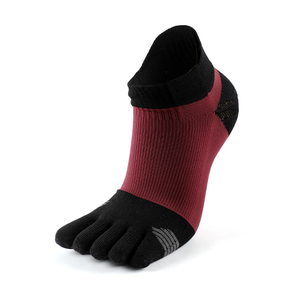 Chaussettes de sport pour hommes à 5 orteils en coton, tricotées, respirantes, avec soutien, rouge et gris, pour le printemps - Product Image 2