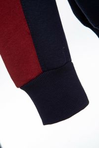 Men's Navy Red Color Block Tracksuit Set Crew Neck <b>Sweatshirt</b> Joggers Casual Autumn Wear Full Sleeve Drawstring Pants - Product Image 5