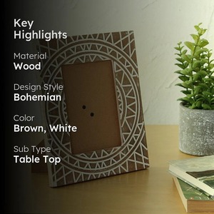 Rectangular Resin Photo <b>Frame</b> With Ornate Geometric Pattern Tabletop Vertical Orientation - Product Image 5