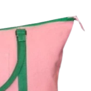 AKA <b>Canvas</b> <b>Tote</b> Pink & Green Shopping Bag with Embroidered Crest Large Reusable Carryall Shoulder <b>Tote</b> for Everyday Use - Product Image 2