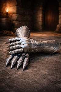 Guantes de Acero de Caballero Medieval, Guantes de Armadura Plateados, Protección Completa Articulada para las Manos, Estilo Antiguo, Artesanía en Metal - Product Image 4
