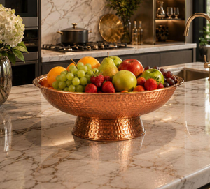 Frutero de Cobre Martillado Hecho a Mano, Tazón Grande Decorativo para Servir, Centro de Mesa para Cocina, Tazón para Ensaladas, Decoración para el Hogar, Regalo - Product Image 3