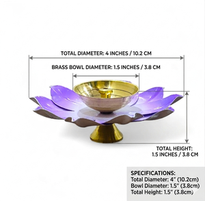 Handcrafted Brass Diya Lamp 4 Inch Art Decor Blue Lotus Base <b>Table</b> Decor Spiritual Lighting Christmas Export Quality Accessories - Product Image 3