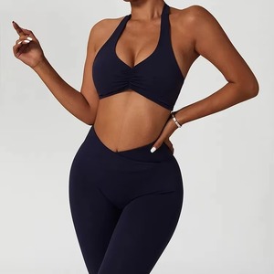 Conjuntos de Yoga para Mujer, Conjuntos Deportivos de 2 Piezas, Conjuntos de Yoga sin Costuras con Efecto Deslavado, Pantalones Cortos y Top Corto, Conjunto de Ropa Deportiva para Gimnasio - Product Image 1