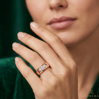 Anillo de Boda de Oro de 9KT, 10KT, 14KT y 18KT con Diamante Redondo Brillante Cultivado en Laboratorio, Certificado por IGI, para Mujer |   Joyería de Lujo en Oro Rosa