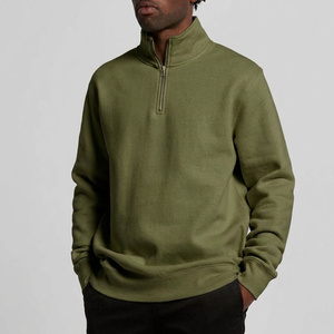 Sweat-shirt minimaliste à col zippé en coton premium, streetwear, vêtements personnalisés à marque privée pour les marques et les boutiques de mode - Product Image 2