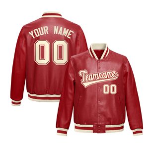 Unisex White PU Leather Varsity Jacket with Orange Trim Custom Name Number Printed Front <b>Back</b> Personliased Labels LOGO - Product Image 4