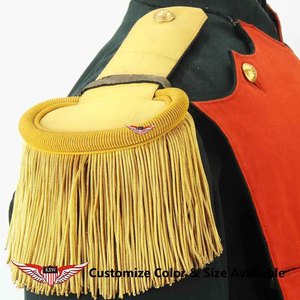 KEW Vintage Eco-Friendly Gold <b>Braided</b> Shoulder Epaulettes Red Fringe Customizable Luxury Fabric Decorative Garment <b>Accessory</b> - Product Image 6