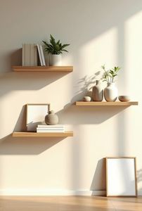 Solid Wood Modern Wall Mounted Double Tier Storage <b>Rack</b> Customizable Shape Durable Handmade Design for Living Room Home Decor - Product Image 3