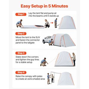 Tenda Gonfiabile per Portellone SUV 8 x 6,7 piedi, 3 Stagioni, Impermeabile PU2000mm, con Porte Ventilate e Finestre a Rete, Tenda ad Aria di Qualità Superiore - Product Image 6