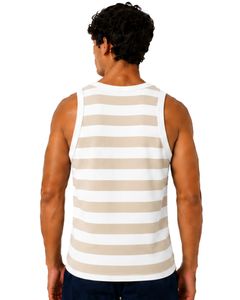 <b>White</b> Beige Striped <b>Men</b> Cotton Tank Top Sleeveless <b>Vest</b> Casual Summer Gym Fitness Shirt Breathable Loose Fit Streetwear Tank Top - Product Image 2