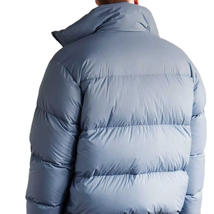 Veste d'hiver décontractée pour homme, bleue, à col montant, en duvet, avec fermeture éclair, épaisse, coupe ample, couleur unie - Product Image 3