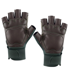 Gants de fitness en cuir demi-doigts pour hommes SAAR INDUSTRIES, haute qualité, antidérapants, respirants, légers, avec sangle de poignet réglable, pour la gym - Product Image 6