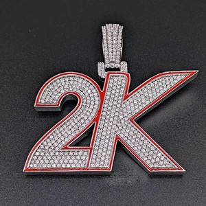 Colgante de Letra Personalizado Estilo Hip Hop con Moissanita VVS de Corte Brillante Redondo, Certificado IGI, Base Plateada para Moda - Product Image 3