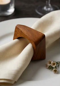 Anneau de serviette en bois moderne, design ajouré, largeur 5 cm, décoration de table durable, utilisation pour mariage - Product Image 5