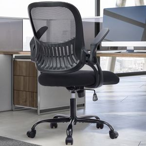 Chaise de bureau ergonomique avec soutien lombaire, dossier mi-haut en maille, réglable en hauteur, pivotante, pour tâches de bureau, siège plus large pour cadres - Product Image 5