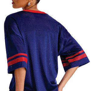Jersey de Fútbol Americano Personalizado para Mujer, Azul, Transpirable, de Poliéster, Cuello en V, Estilo Urbano, Producción al por Mayor - Product Image 2