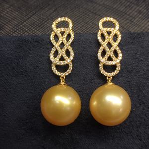 Nouveauté été, boucles d'oreilles pendantes en perles naturelles de 11-12 mm, plaquées or 18 carats, argent pur 925, belle peau de bébé avec de légères imperfections - Product Image 3