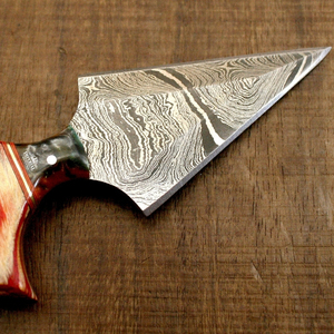 Couteau à pizza multi-usages en acier inoxydable Damas, manche en bois, lame pleine longueur, écologique, artisanat en acier - Product Image 5