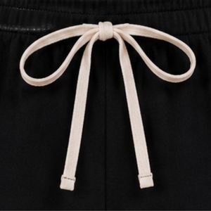 Black And White Women Two Piece Shorts Set Round Neck Button <b>Top</b> Minimal Flower Embroidery Casual Summer Cotton Lounge Wear - Product Image 5