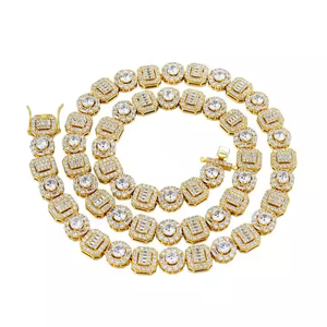 Fashion Emerald Cut Moissanite Tennis <b>Necklace</b> Luxury Sparkling Chain Jewelry for Men Women Wedding Party Gift - Product Image 1