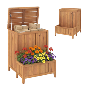 Boîte aux lettres extérieure en bois massif avec jardinière, boîte à colis en bois résistante aux intempéries et jardinière pour plantes, fabricant vietnamien - Product Image 1