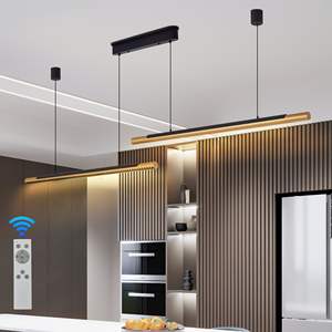 Lámpara Colgante LED Moderna de Hierro Negro y Dorado de 75 Pulgadas con Diseño de Doble Tubo, Ajustable para Comedor, Cocina y Sala de Estar - Product Image 2
