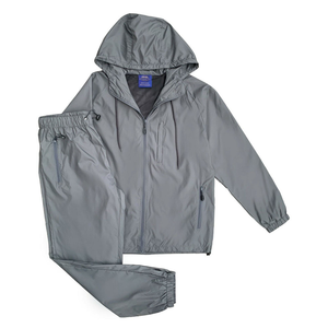 Streetwear Custom Design Wholesale Men Winter Windbreaker Crinkle Hooded Tracksuit Breathable Waterproof Nylon Long Sleeve Solid - Product Image 1
