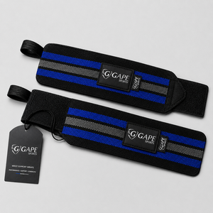GAPE SPORTS Bandes de soutien pour poignets Noir Bleu Gris Fermeture réglable à boucle auto-agrippante pour la musculation Entraînement de force Unisexe - Product Image 3