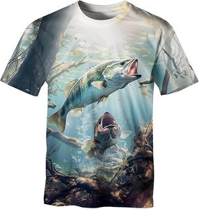 T-shirt de pêche 3D personnalisé pour hommes, avec motif de poisson réaliste, à manches courtes, pour les sports de plein air et les tenues décontractées - Product Image 6