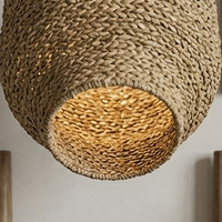 Lampes suspendues en jonc de mer naturel tissé à la main, style bohème rustique, forme cloche, luminaire suspendu minimaliste, lustre de plafond pour décoration de resort