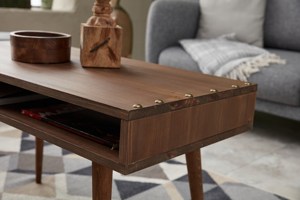 Mesa de Centro de Madera Sólida Hecha a Mano, Resistente y de Alta Calidad, con Estante de Almacenamiento, para Sala de Estar, Mueble Moderno para el Hogar e Interiores - Product Image 3