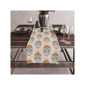 Bohemian Printed Cotton Table <b>Runner</b> Twill Texture Eco Sustainable Made In India Geometric Pattern <b>Washable</b> Home Decor 33x200 Cm - Product Image 4