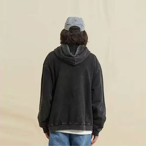 Sudadera con Capucha Extra Grande para Hombre, Negra, de Algodón, Felpa Francesa, Informal, para Otoño - Product Image 3