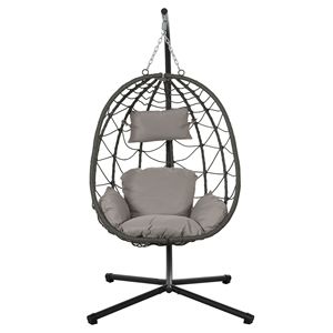 Indoor/Outdoor Swing Egg <b>Chair</b> with Stand Wicker Hanging <b>Basket</b> <b>Chair</b> for Patio Bedroom Living Room - Product Image 1