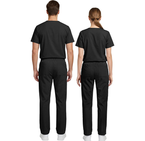 Conjunto de Uniforme Médico Unisex Harry Johnson al por Mayor, Negro, Cuello en V, Algodón y Poliéster, Pantalones con Cordón, Bolsillos en el Pecho - Product Image 2