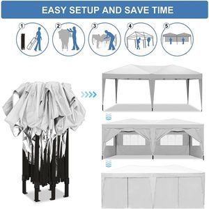 Tendone per Eventi e Matrimoni 10x20 piedi, Resistente, Pop-Up, con 6 Pareti Laterali Rimovibili e Borsa per il Trasporto, per Feste ed Eventi - Product Image 5