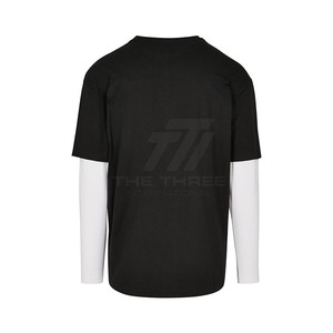 ออกแบบโลโก้ของคุณเอง เสื้อยืดผ้าฝ้าย 100% สองชั้น เสื้อยืดสตรีทแวร์ทรงหลวม พิมพ์ลายสองชั้น สำหรับผู้ชาย - Product Image 2