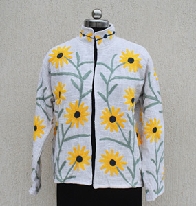 Chaqueta Suzani de Algodón Bordada a Mano |   Abrigo de Diseño Floral Boho (Busto hasta 44 pulgadas) - Product Image 5