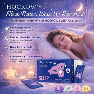 En stock : Films oraux à dissolution rapide de mélatonine pour le sommeil, conception portable à dose unique, améliore l'initiation et la durée du sommeil, complément bien-être - Product Image 1