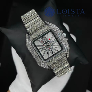 Reloj de Cuarzo Rectangular de Acero Inoxidable con Incrustaciones de Diamantes para Mujer, con Cristal de Zafiro y Cierre Desplegable - Product Image 4