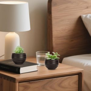 Ensemble de 6 petites plantes succulentes artificielles avec pots noirs pour la décoration de la chambre, du salon, du bureau ou des étagères de la salle de bain - Product Image 5